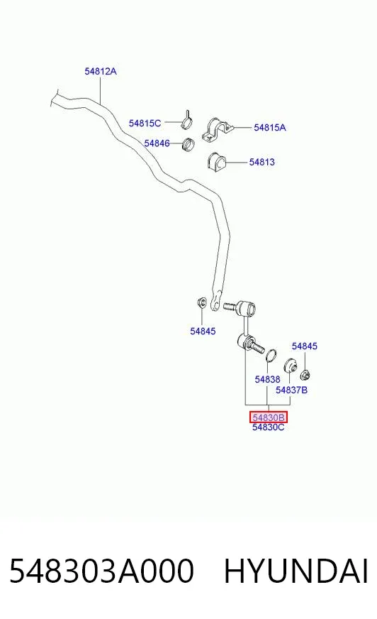 Стійка стабілізатора переднього, ліва 548303A000 Hyundai/Kia