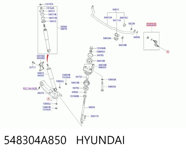 Стійка стабілізатора переднього 548304A850 Hyundai/Kia