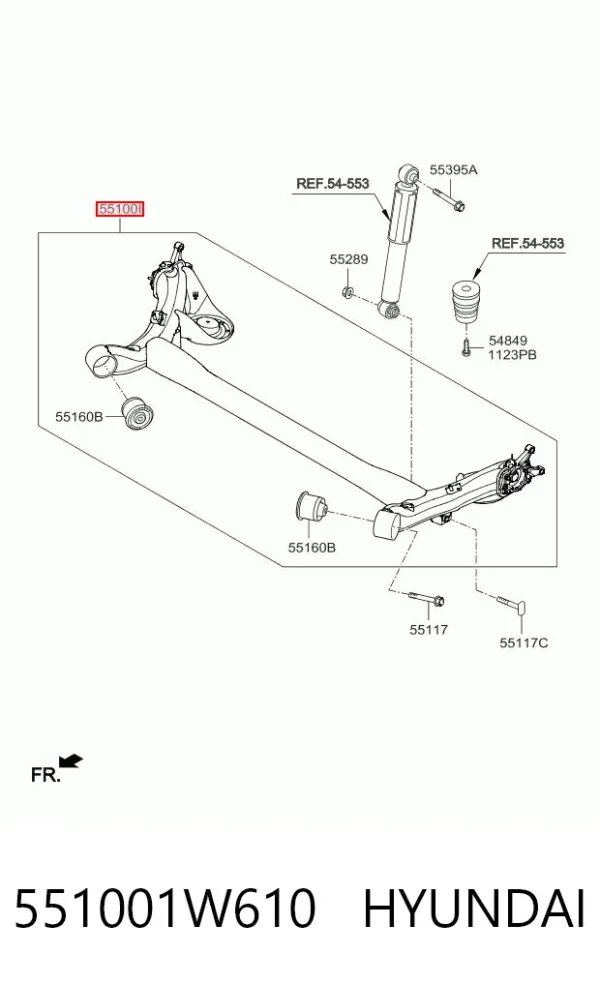 Балка задня 551001W610 Hyundai/Kia