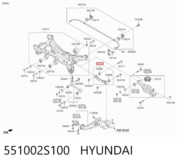 Важіль задньої підвіски поперечний 551002S100 Hyundai/Kia