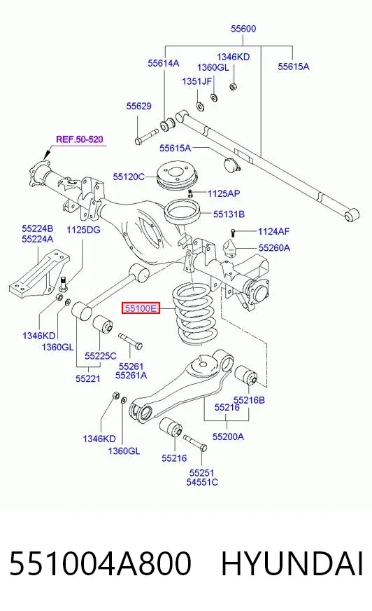 Задні пружини 551004A800 Hyundai/Kia