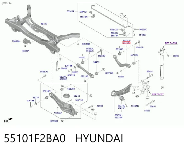 Важіль задньої підвіски верхній, правий 55101F2BA0 Hyundai/Kia