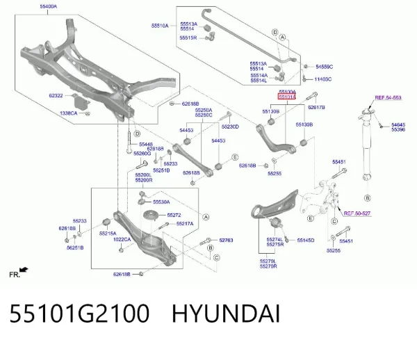 Важіль задньої підвіски верхній, правий 55101G2100 Hyundai/Kia