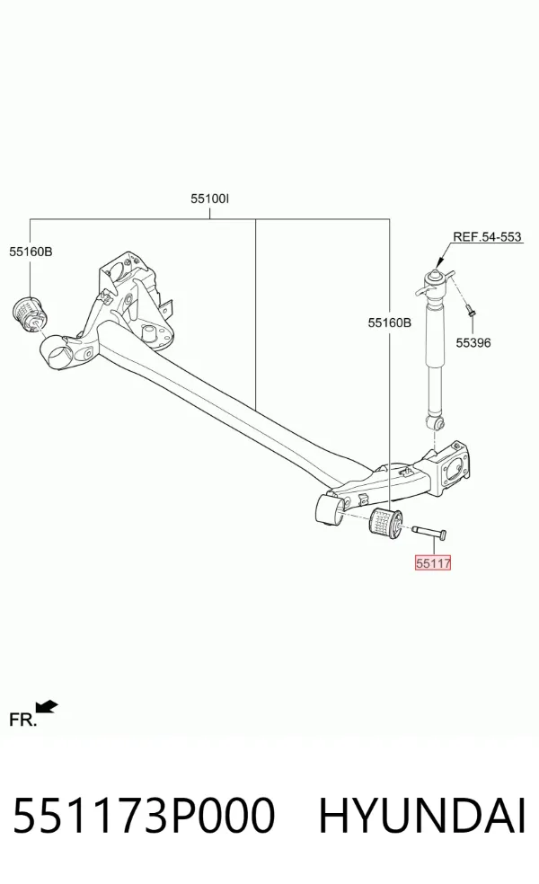 Болт заднього продольно важеля, розвальний 551173P000 Hyundai/Kia