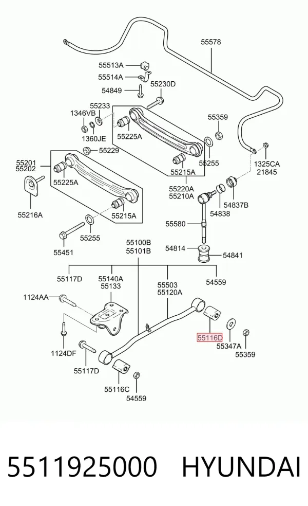 Сайлентблок заднього поздовжнього важеля, передній 5511925000 Hyundai/Kia