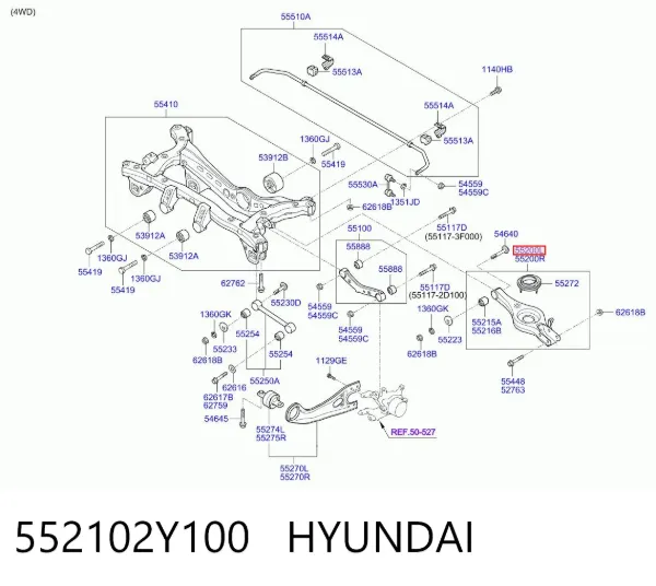 Важіль задньої підвіски поперечний, лівий 552102Y100 Hyundai/Kia