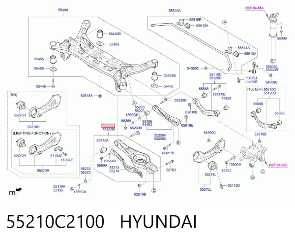 Важіль задньої підвіски нижній, лівий 55210C2100 Hyundai/Kia