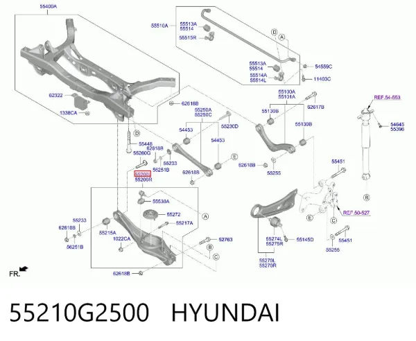 Важіль задньої підвіски нижній, лівий 55210G2500 Hyundai/Kia
