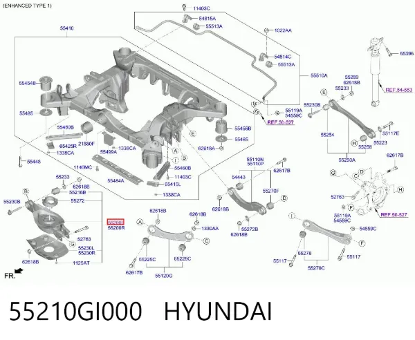 Важіль задньої підвіски нижній, лівий 55210GI000 Hyundai/Kia