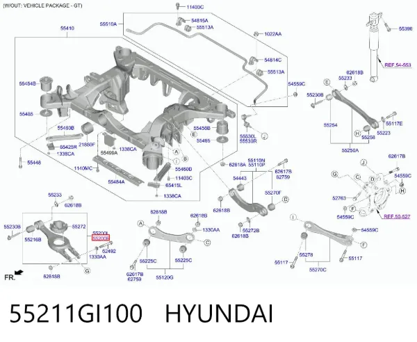 Важіль задньої підвіски нижній, правий 55211GI100 Hyundai/Kia