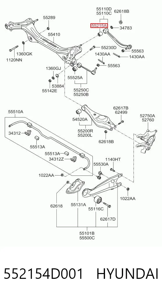 Сайлентблок заднього поперечного важеля, внутрішній 552154D001 Hyundai/Kia