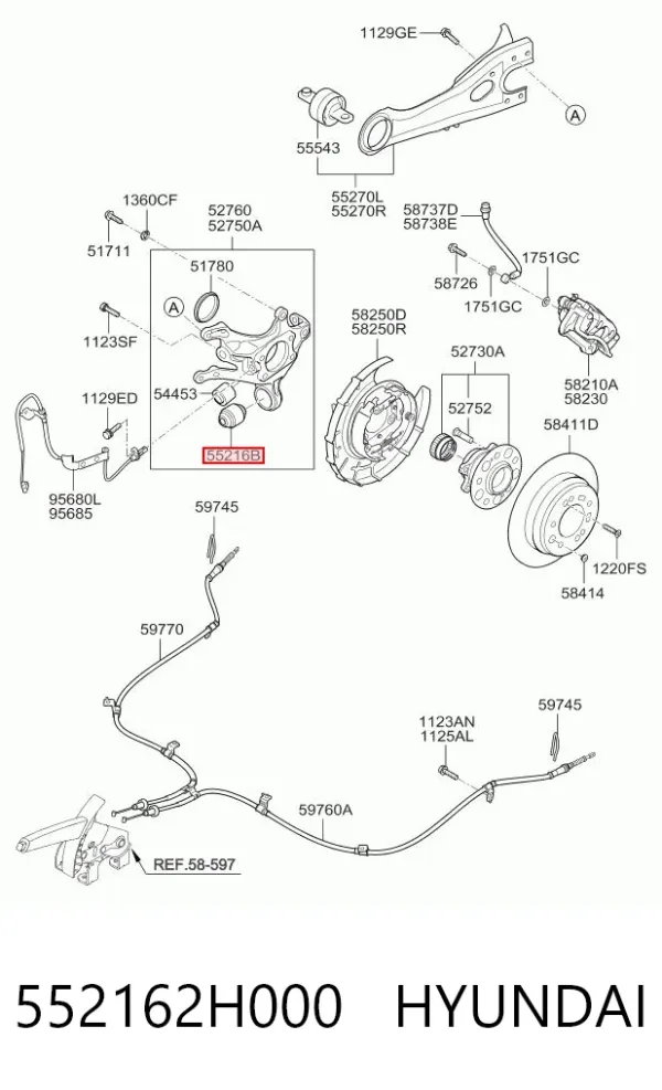Сайлентблок цапфи задньої 552162H000 Hyundai/Kia