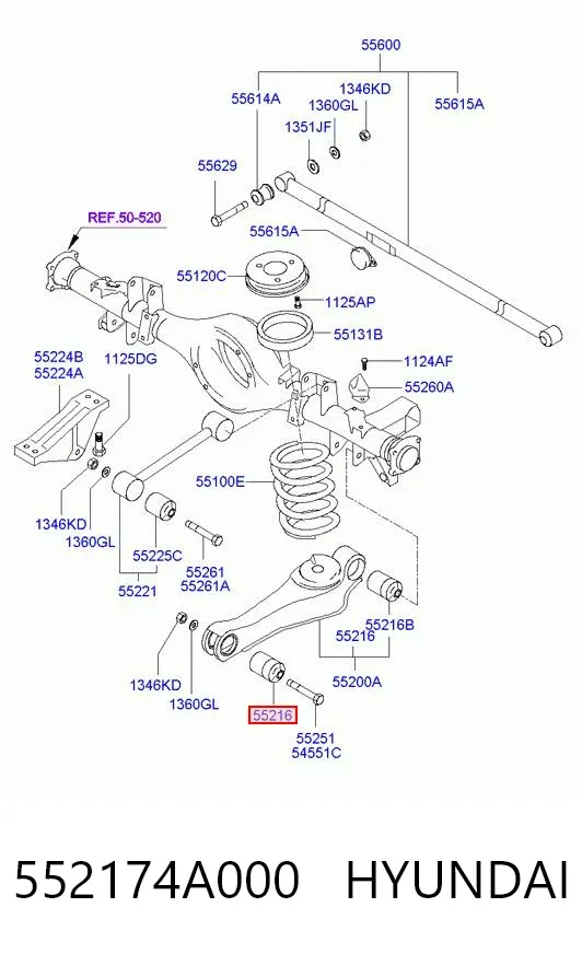 Сайлентблок заднього нижнього важеля 552174A000 Hyundai/Kia