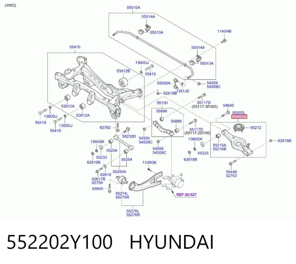 Важіль задньої підвіски поперечний, правий 552202Y100 Hyundai/Kia