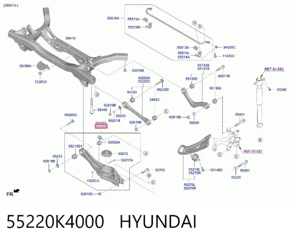 Важіль задньої підвіски нижній, правий 55220K4000 Hyundai/Kia