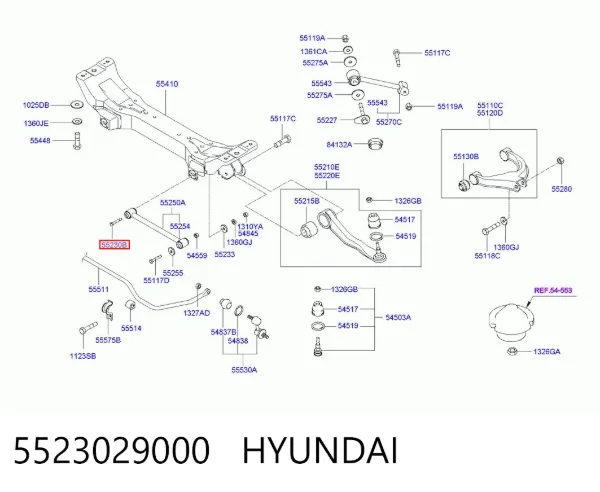 Болт кріплення заднього розвального важеля, внутрішній 5523029000 Hyundai/Kia