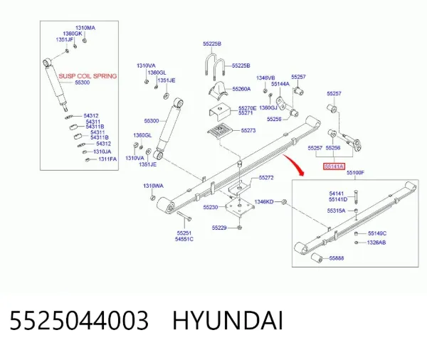 Серьга задньої ресори 5525044003 Hyundai/Kia