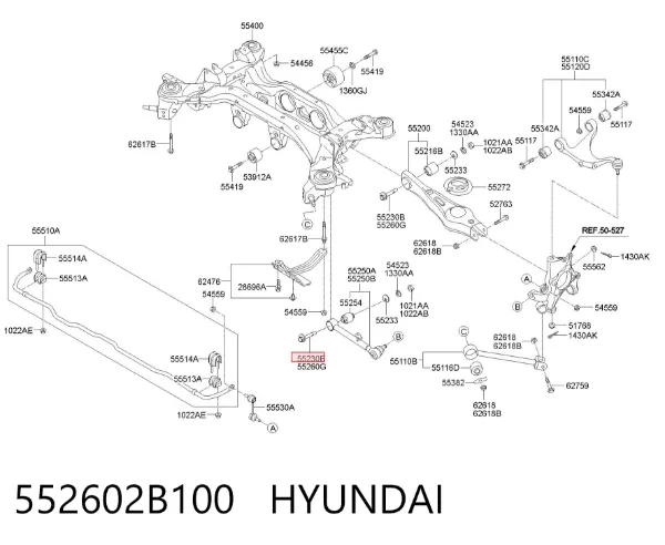 Болт кріплення заднього нижнього важеля, внутрішній 552602B100 Hyundai/Kia