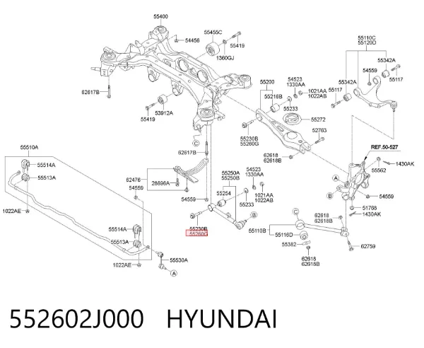 Болт кріплення заднього нижнього важеля, внутрішній 552602J000 Hyundai/Kia
