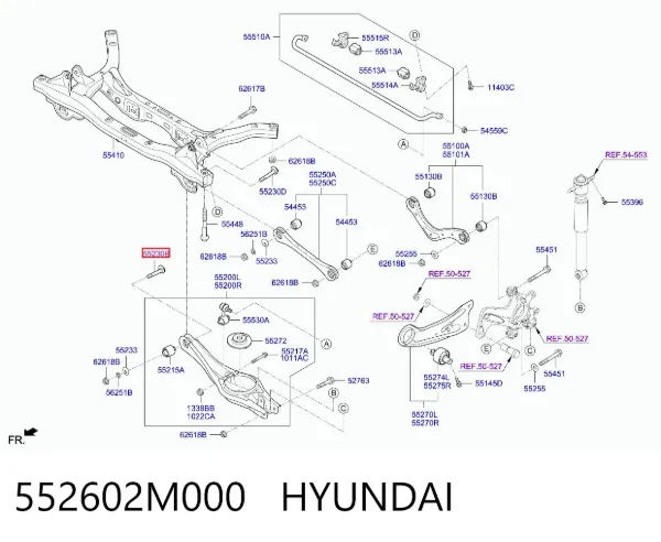Болт кріплення заднього нижнього важеля, внутрішній 552602M000 Hyundai/Kia