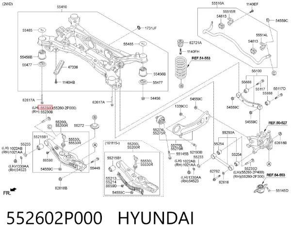 Болт кріплення заднього нижнього важеля, внутрішній 552602P000 Hyundai/Kia