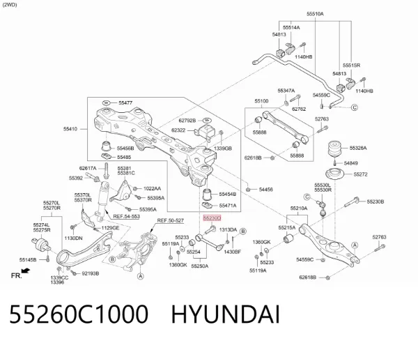 Болт кріплення заднього розвального важеля, внутрішній 55260C1000 Hyundai/Kia