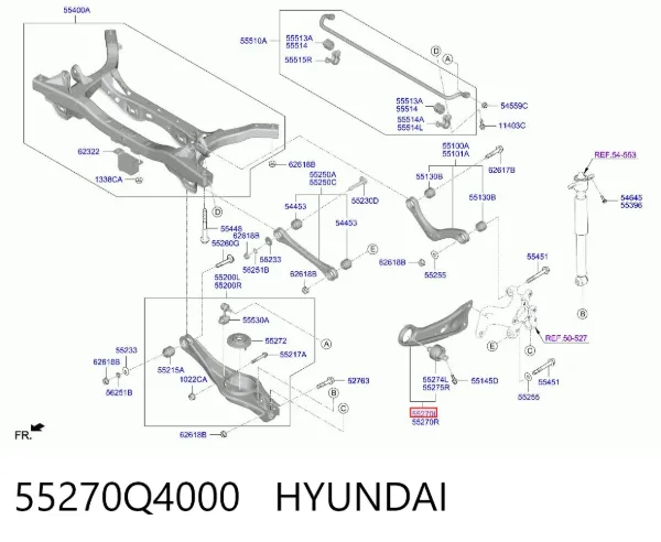 Важіль/тяга задньої підвіски подовжній верхній, лівий 55270Q4000 Hyundai/Kia