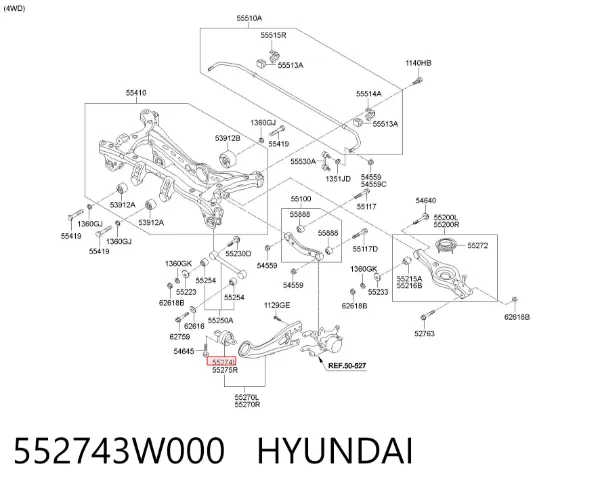 Сайлентблок заднього поздовжнього нижнього важеля 552743W000 Hyundai/Kia