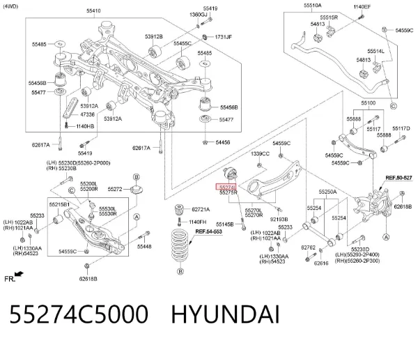 Сайлентблок заднього поздовжнього важеля, передній 55274C5000 Hyundai/Kia