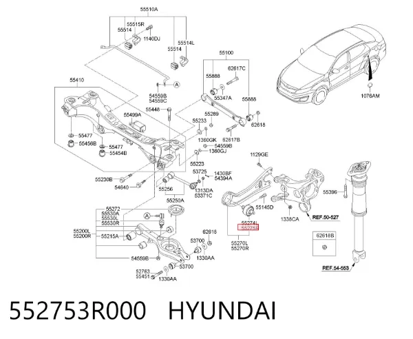 Сайлентблок заднього поздовжнього нижнього важеля 552753R000 Hyundai/Kia