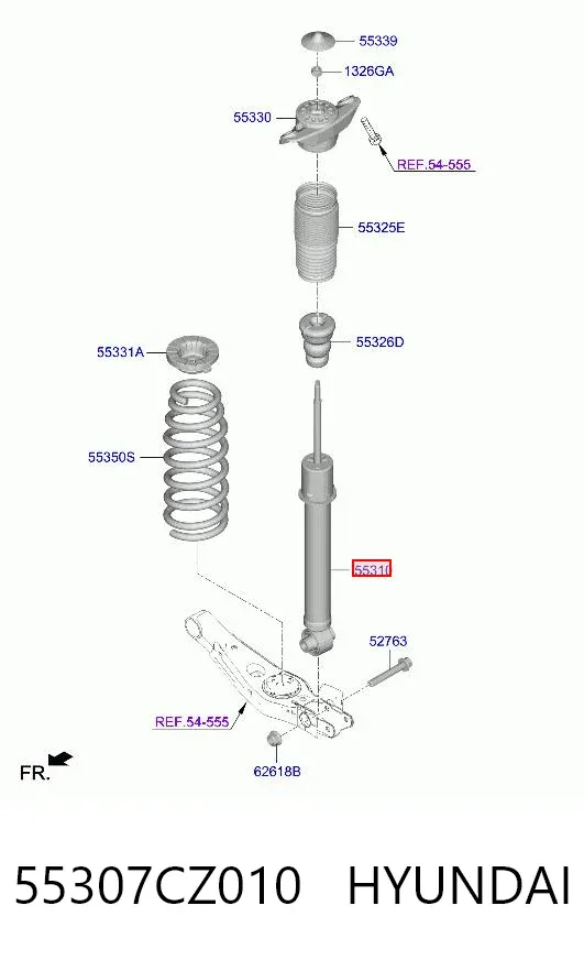 Амортизатор задній 55307CZ010 Hyundai/Kia