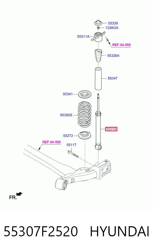 Амортизатор задній 55307F2520 Hyundai/Kia
