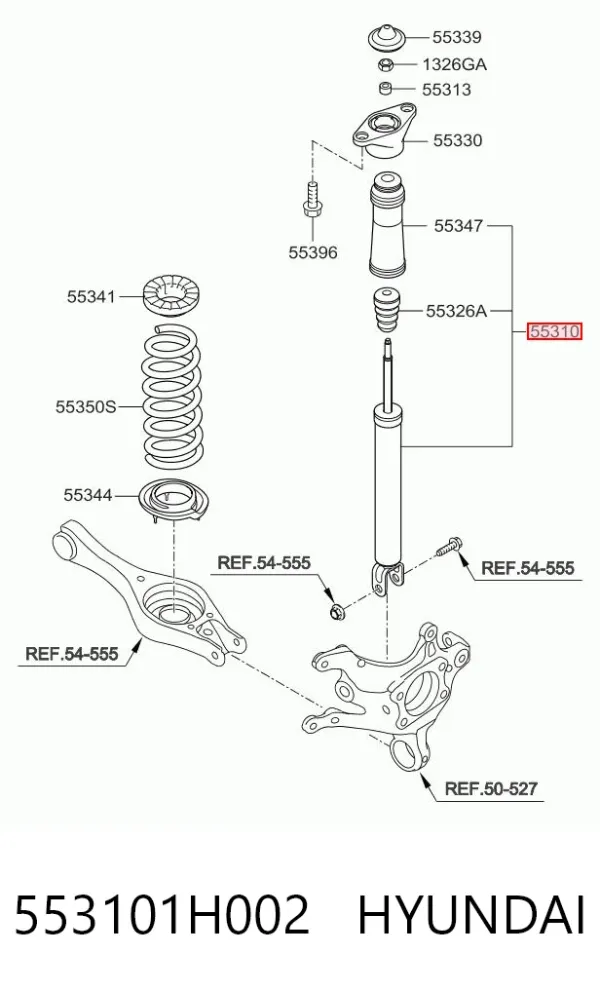 Амортизатор задній 553101H002 Hyundai/Kia