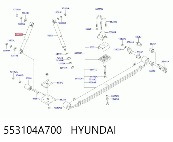 Амортизатор задній 553104A700 Hyundai/Kia