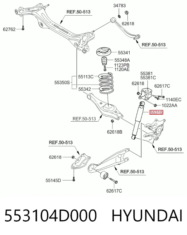 Амортизатор задній 553104D000 Hyundai/Kia