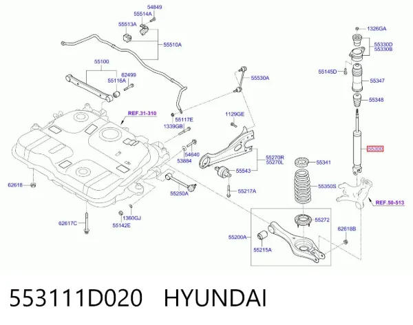 Амортизатор задній 553111D020 Hyundai/Kia