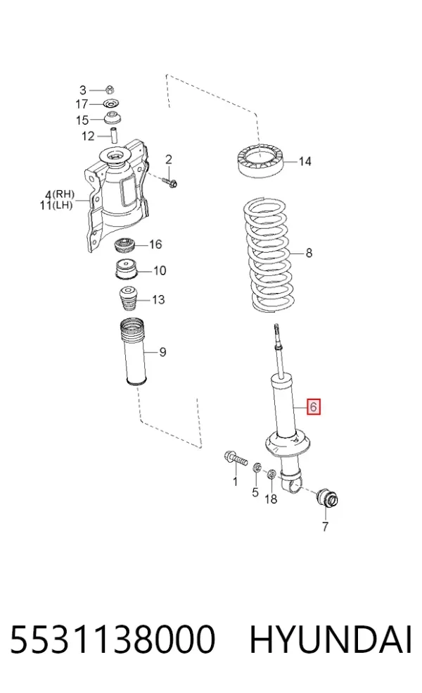 Амортизатор задній 5531138000 Hyundai/Kia