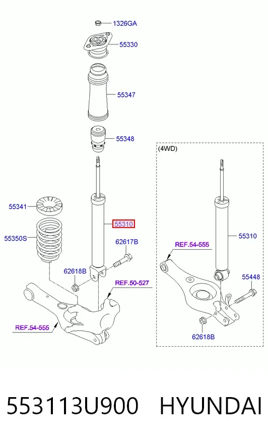 Амортизатор задній 553113U900 Hyundai/Kia