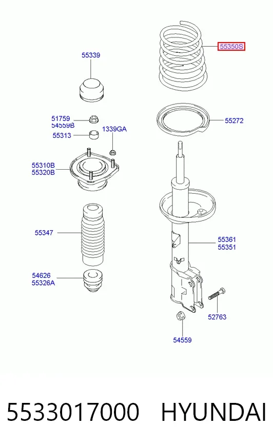 Задні пружини 5533017000 Hyundai/Kia