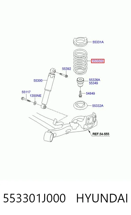 Задні пружини 553301J000 Hyundai/Kia