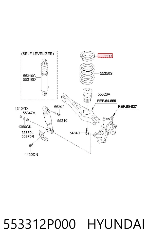 Проставка (гумове кільце) пружини задньої, верхня 553312P000 Hyundai/Kia