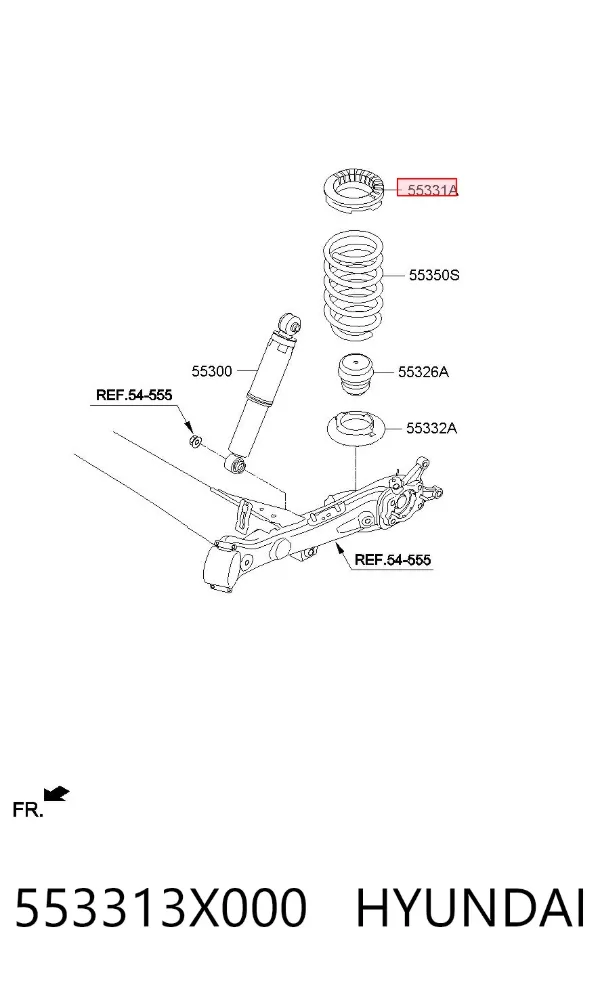 Проставка (гумове кільце) пружини задньої, верхня 553313X000 Hyundai/Kia