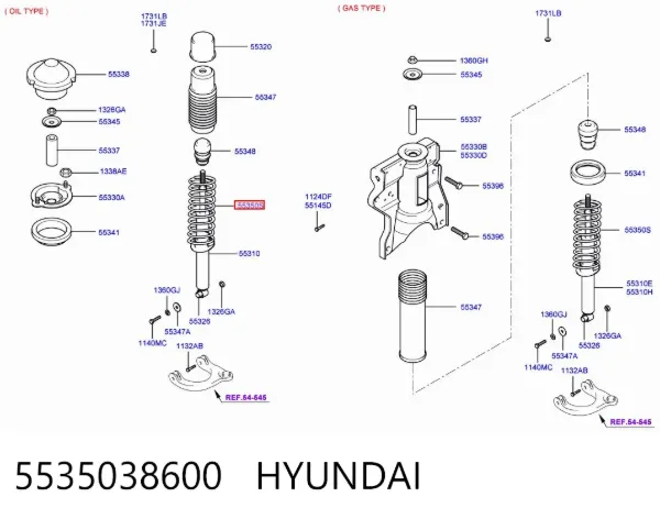 Задні пружини 5535038600 Hyundai/Kia