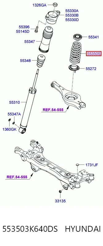 Задні пружини 553503K640DS Hyundai/Kia