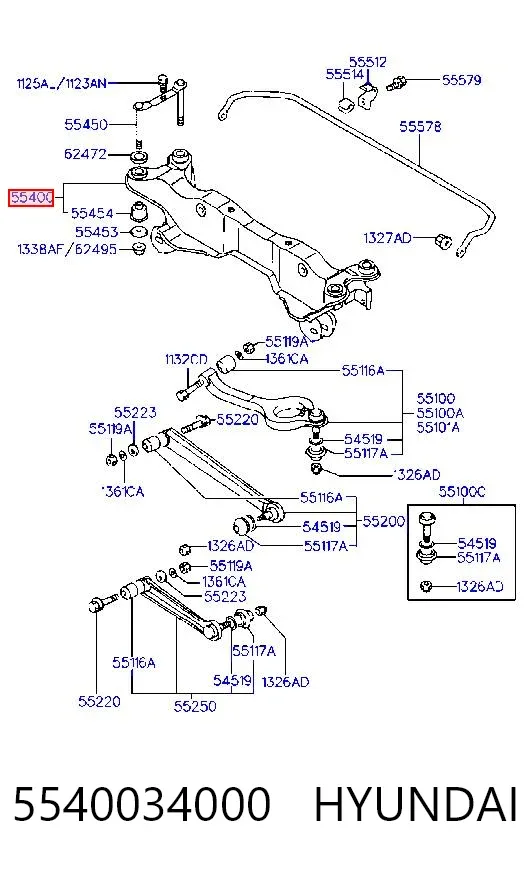 Балка задня 5540034000 Hyundai/Kia