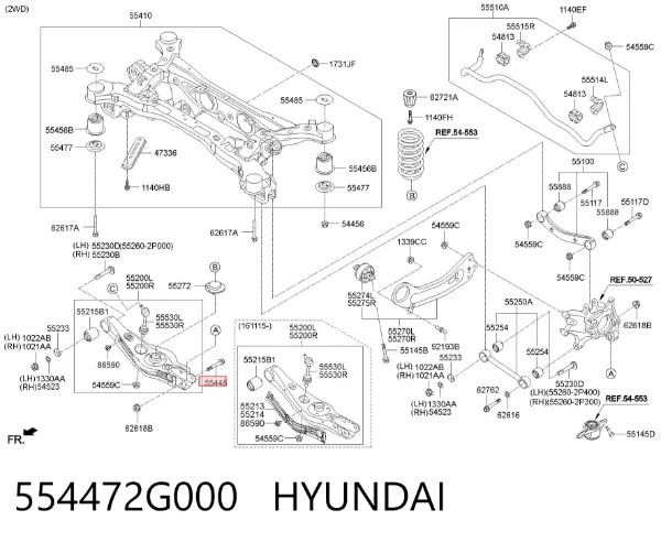 Болт кріплення заднього нижнього важеля, внутрішній 554472G000 Hyundai/Kia