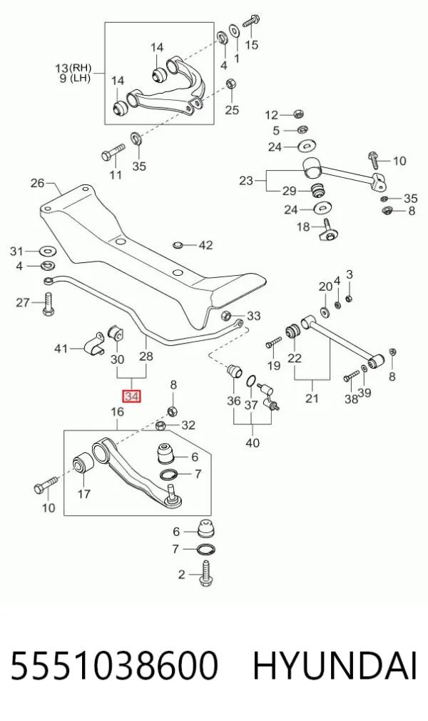 Стабілізатор задній 5551038600 Hyundai/Kia