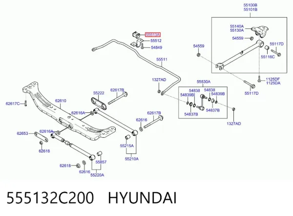 Втулка стабілізатора заднього 555132C200 Hyundai/Kia