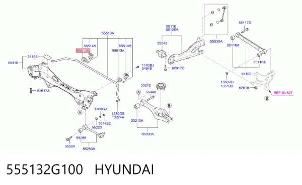 Втулка стабілізатора заднього 555132G100 Hyundai/Kia