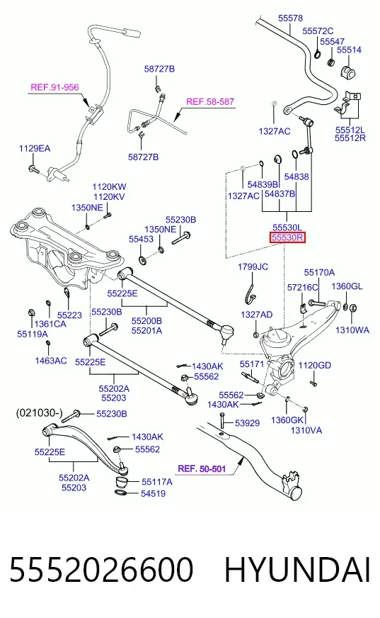 Стійка стабілізатора заднього, права 5552026600 Hyundai/Kia